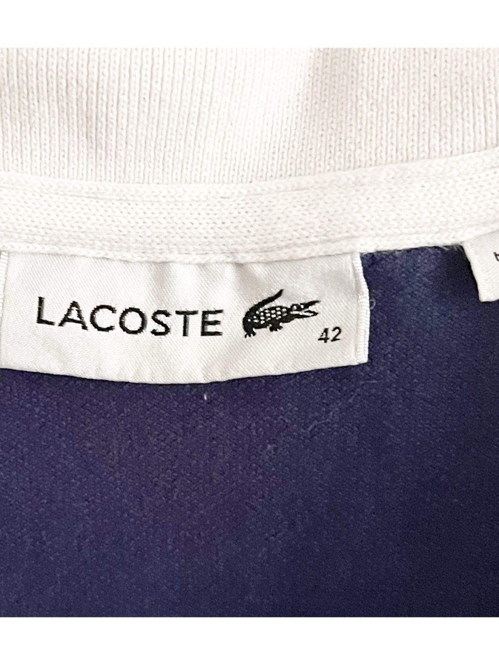 Lacoste cobalt blue/white zipper top sz 42 - Picture 5 of 10